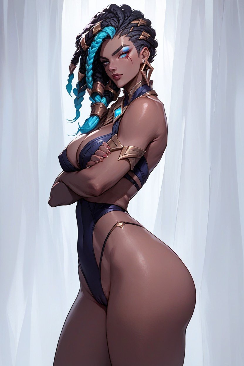 Rounded Breasts, Senna From League Of Legends, Vista LateralPorno AI Hentai