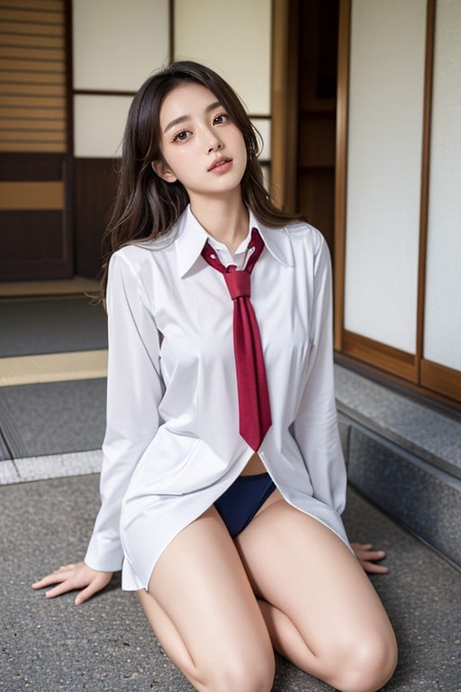 Bottom Up (upskirt), School Uniform, Japanese AI Porn