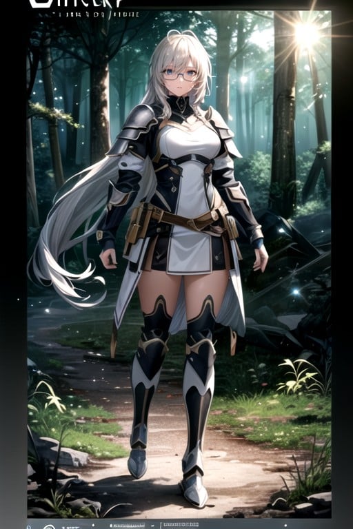 White Hair, Forest, Full Body AI Porn