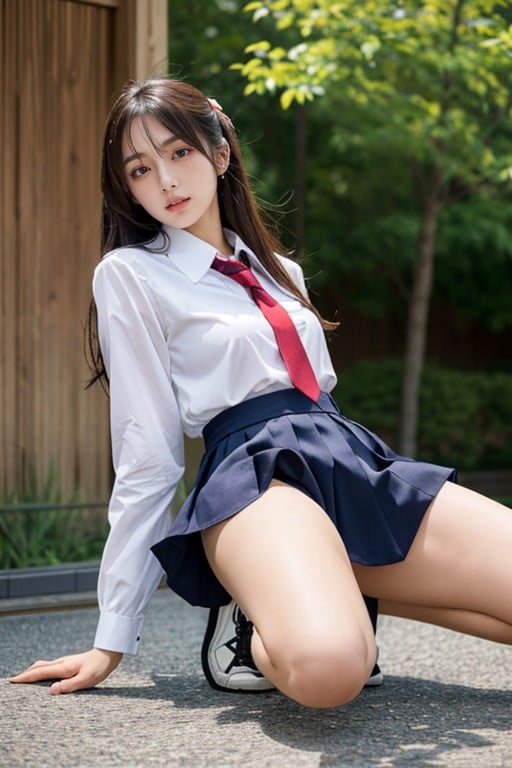 Uniforme Escolar, Japonesa, De Baixo Para Cima Pornografia peluda com IA