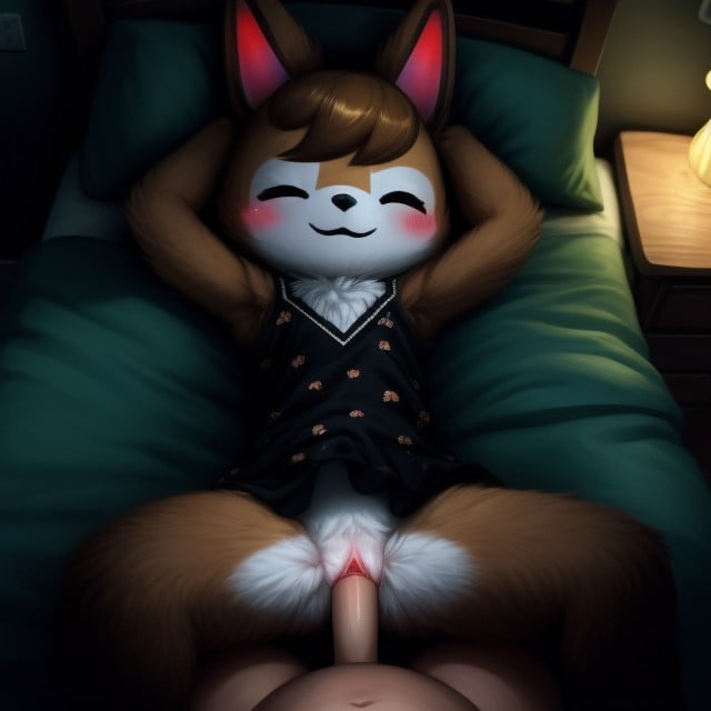 Eyes Closed, Blush, NightgownPorno AI Furry