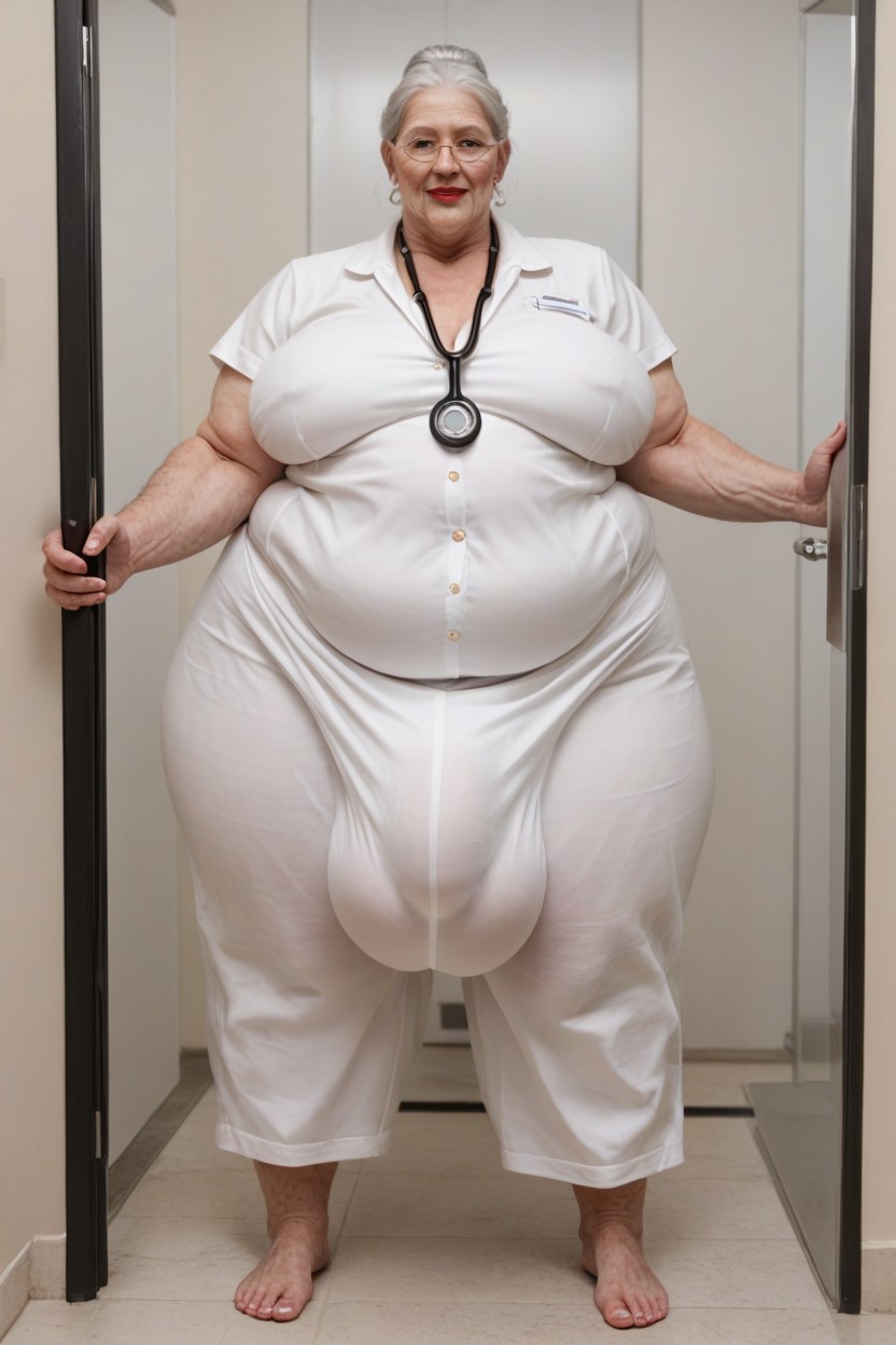Grinning, Obese, Baggy Designed Pajama Pants Shemale AI Porn