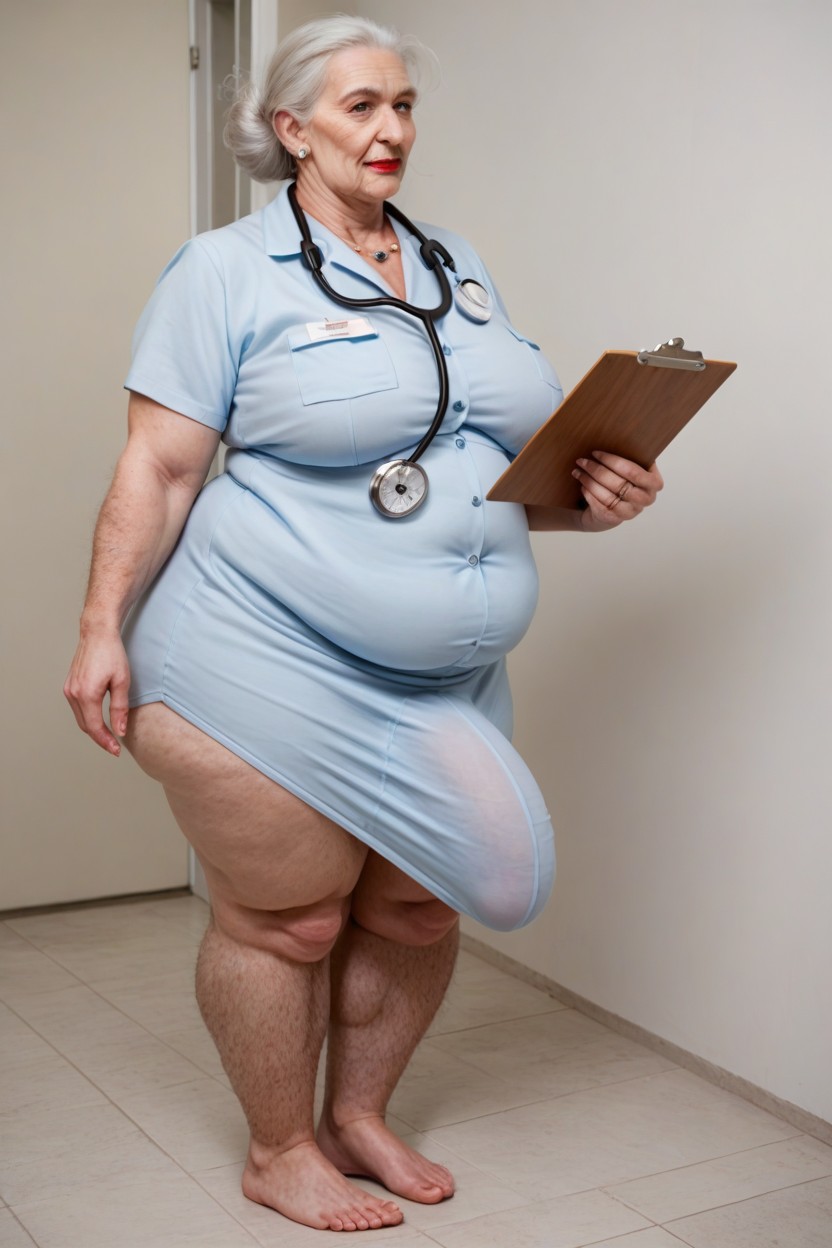 Stethoscope On The Neck, Hospital, Turpuoise Uniform Shemale AI Porn