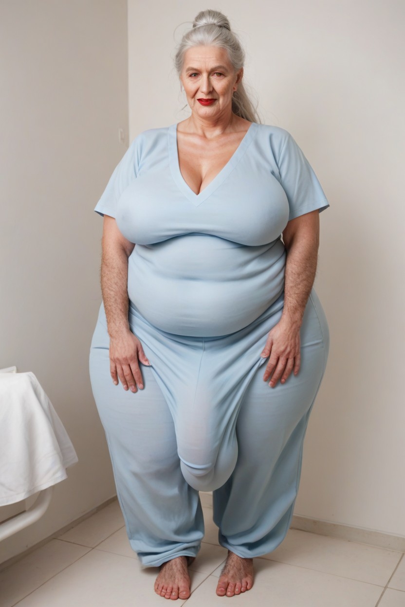 Messy Hair Bun, Long Length, Worlds Hairiest Body In The World Shemale AI Porn