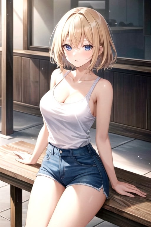 Skinny, Jean Shorts, Very Short Hair AI Porn