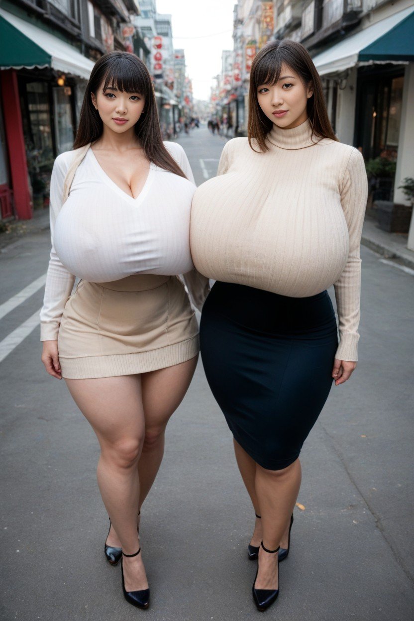 Looking At Viewer, Disproportionately Huge Breasts, Giant Insane Massive Gigantic BreastsAI 포르노