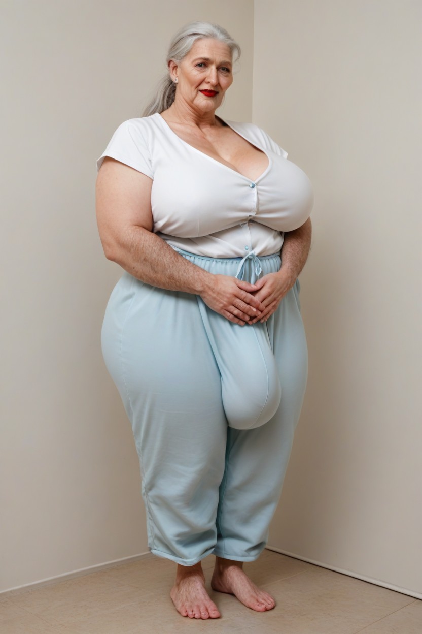 Hair Bun, Hairy Feet Hairy Ankles Hairy Bushy Thighs Like A Sasquatch, Arm Hair Covered Like A Sasquatch Shemale AI Porn