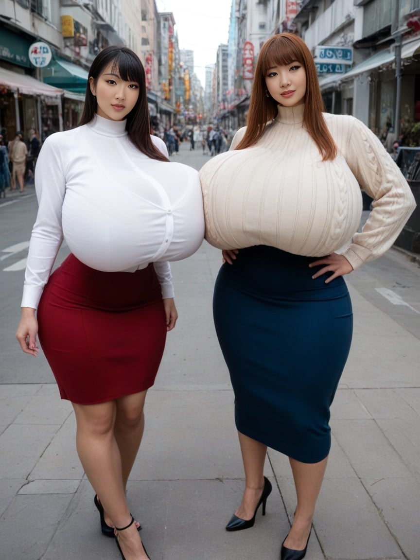 Disproportionately Huge Breasts, 苗條, Gigantic Breasts Reaches The ThighsAI黃片