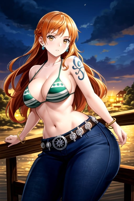 Cheveux Verts, Vue De Face, Nami (one Piece)Porno IA Hentai