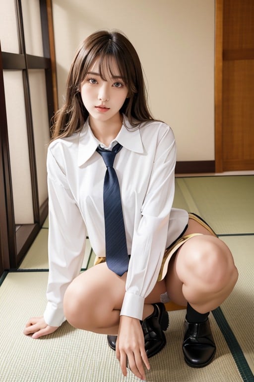 School Uniform, Bottom Up (upskirt), Full Body Shemale AI Porn