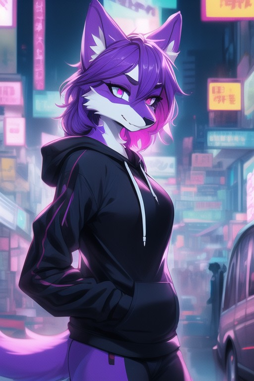 Hong Kong, Neon, Drawing Furry AI Porn