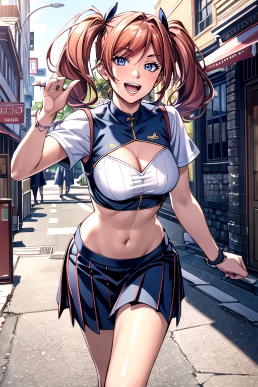 Navel Exposed, Skirt, Pigtails AI Porn