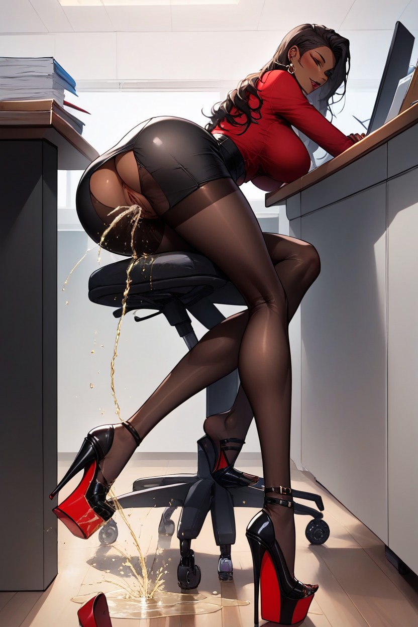 High Waste Leggings, Black Leggings, Dark Tan AI Porn