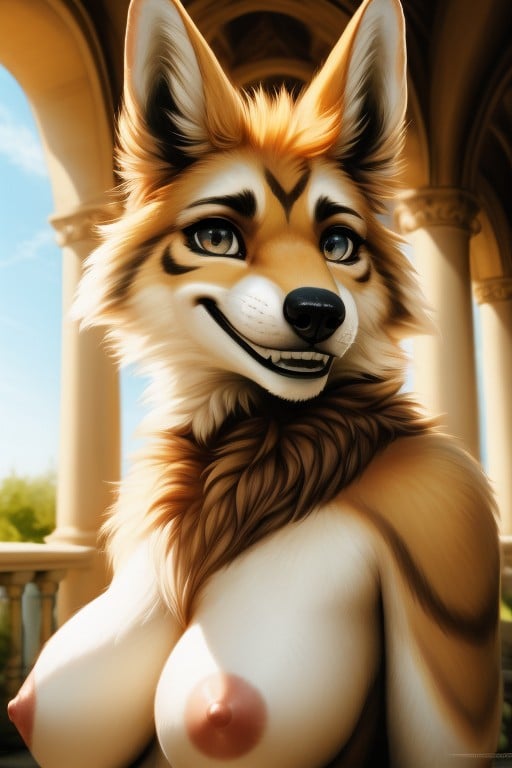 Pechos Naturales, Plano Corto, SonriendoPorno AI Furry