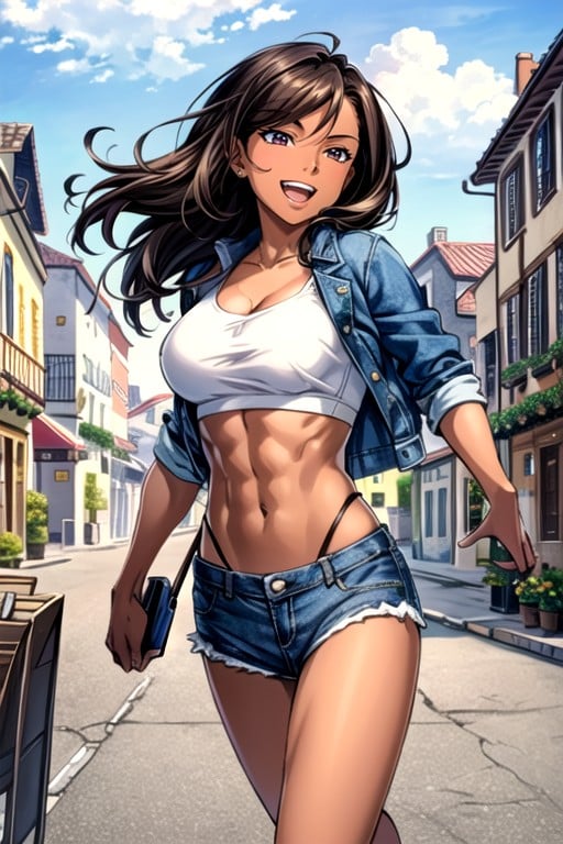 Dark Brown Skin, Fit, Crop Top AI Porn