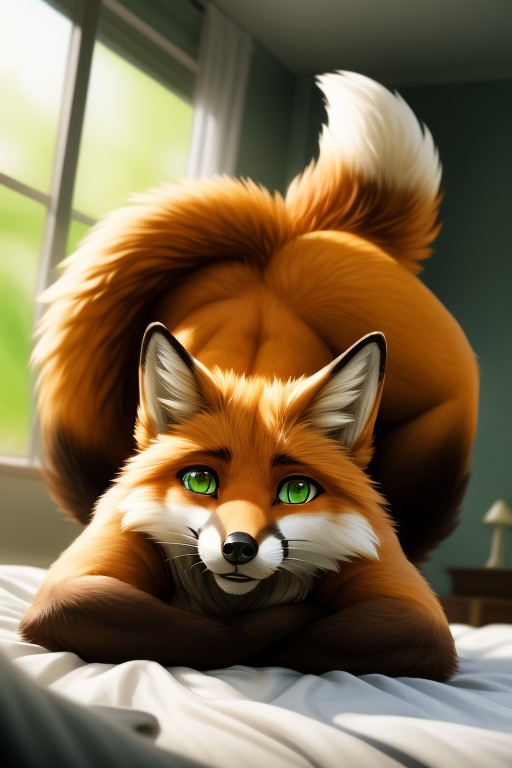 Spreading Legs, Fox, Large Ass Furry AI Porn