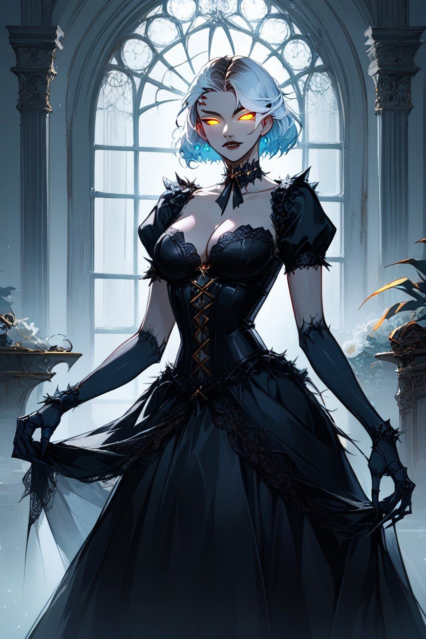 Glowing Golden Eyes, Corset, BodyPorno AI