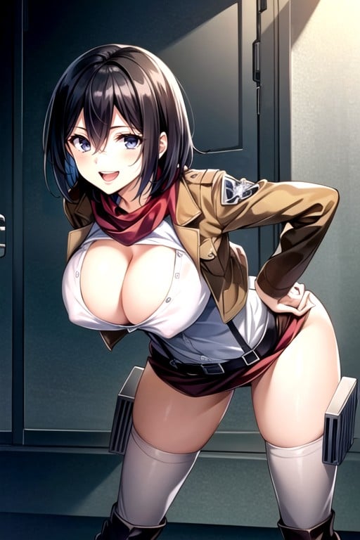 Bunda Enorme, Curvando-se, Mikasa Ackerman (attack On Titan) Pornografia de IA