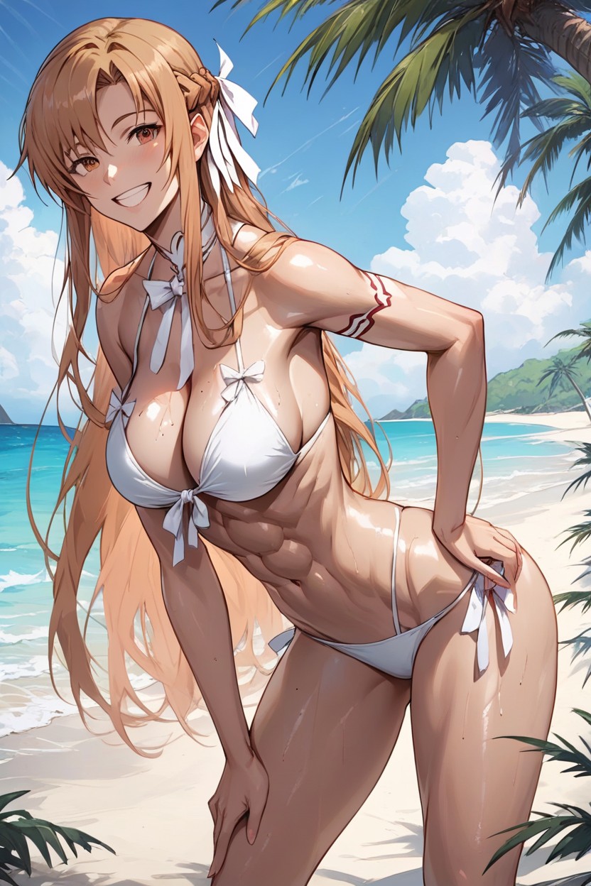 Palm Tree, Beach, Bust Shot Hentai AI Porn