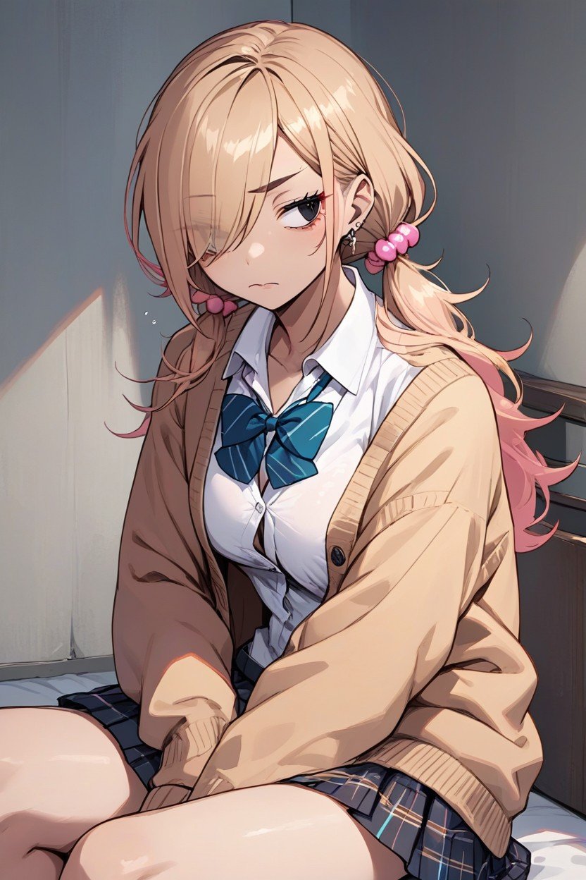 School Uniform, 疲れた顔, Beige HairAIポルノ