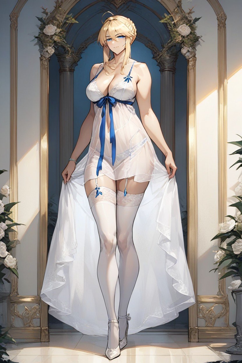 White Stockings, Blue Eyes, Breading Nightgown Hentai IA pornografia