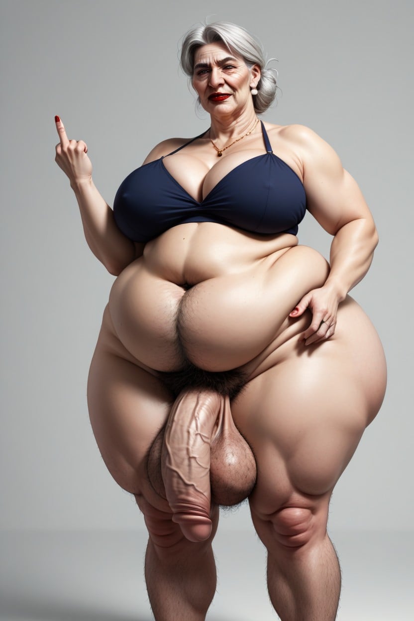 Wrinkles All Over Legs And Stomach, Ultra Detailed Face, Bushy Pubic Hair Shemale AI Porn