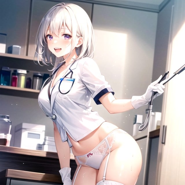 White Elbow Gloves, Cute, White Skirt AI Porn