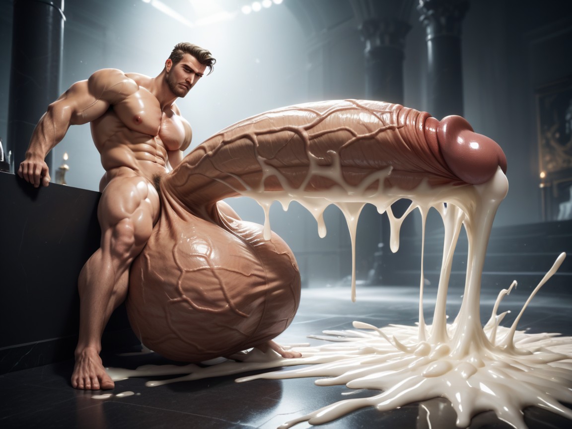 Light Skin, Huge Penis Pees, Gigantic AI Gay Porn