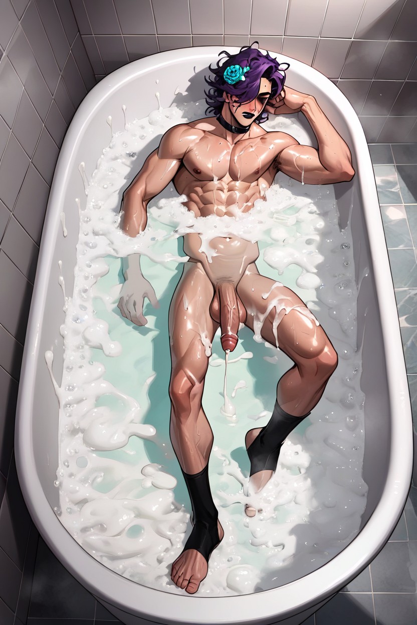 Sleeping In Bathtub, Bathtub, Full Body AI Gay Porn
