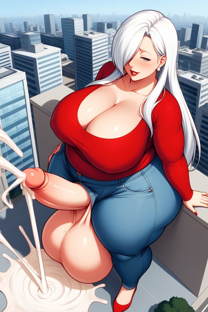 Destruction, Cum Flood, Red Sweater Shemale AI Porn