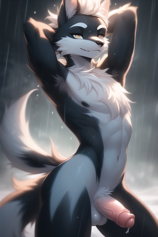 Raining, Close Up, Buzzcut Furry AI Porn