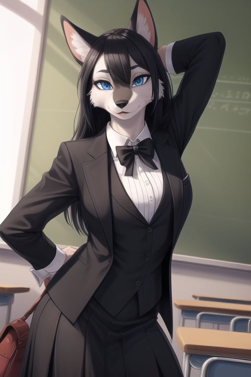 Classroom, Standing, Arms Behind Back Furry AI Porn