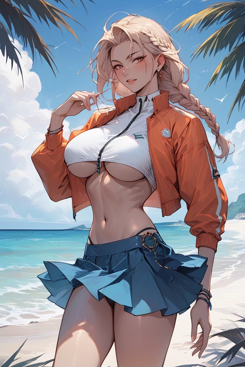 Skirt, Jacket, Underboob Hentai AI Porn