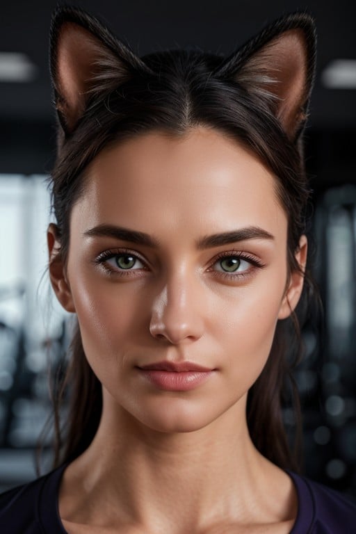 Oreilles De Chat, Salle De Sport, Yeux VioletsPorno IA