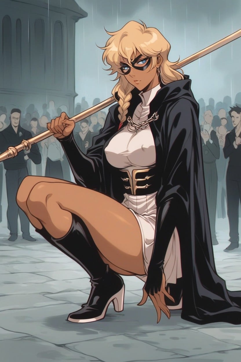 Black Half Cloak, Raining, Round Strong Ass Hentai AI Porn