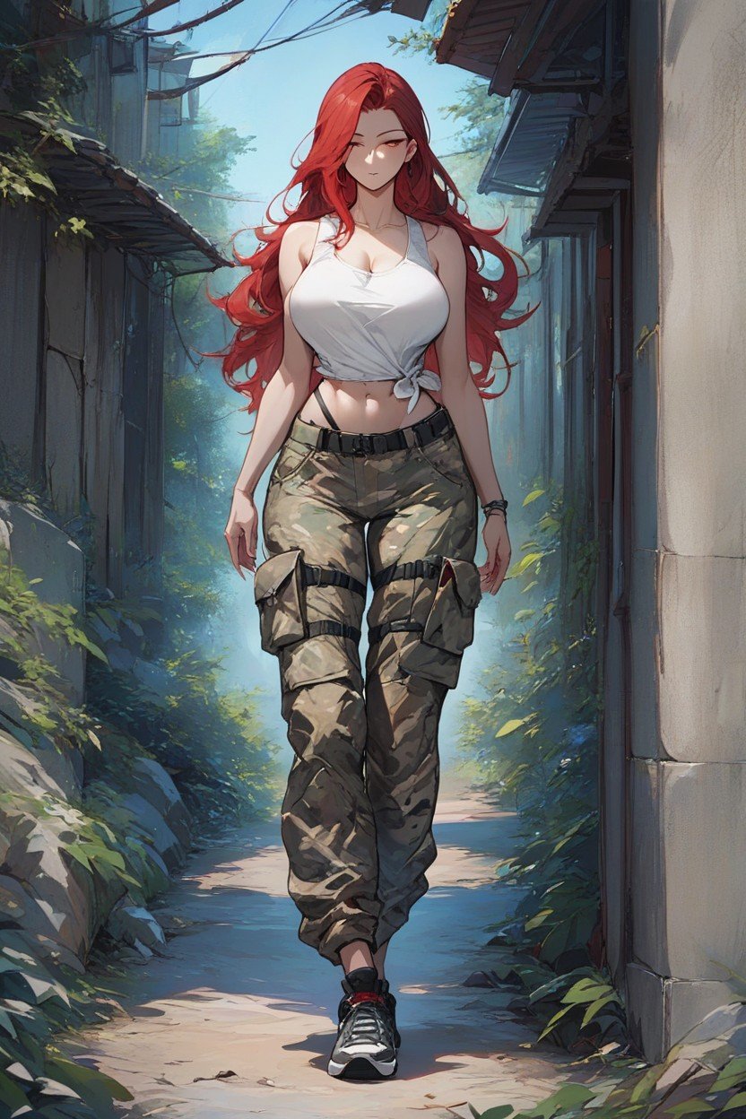 Rounded Breast, Camouflage Pants, Wide Hips Furry AI Porn