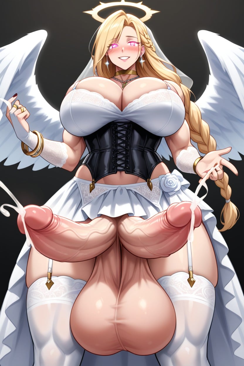 Gigantic Testicles, Goth, Angel Wings Shemale AI Porn