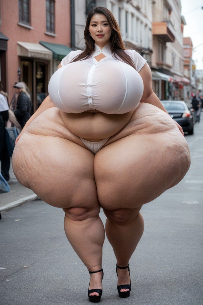 Disproportionately Large Hips, Giant Insane Massive Gigantic Hips, Thick Thighs Shemale AI Porn