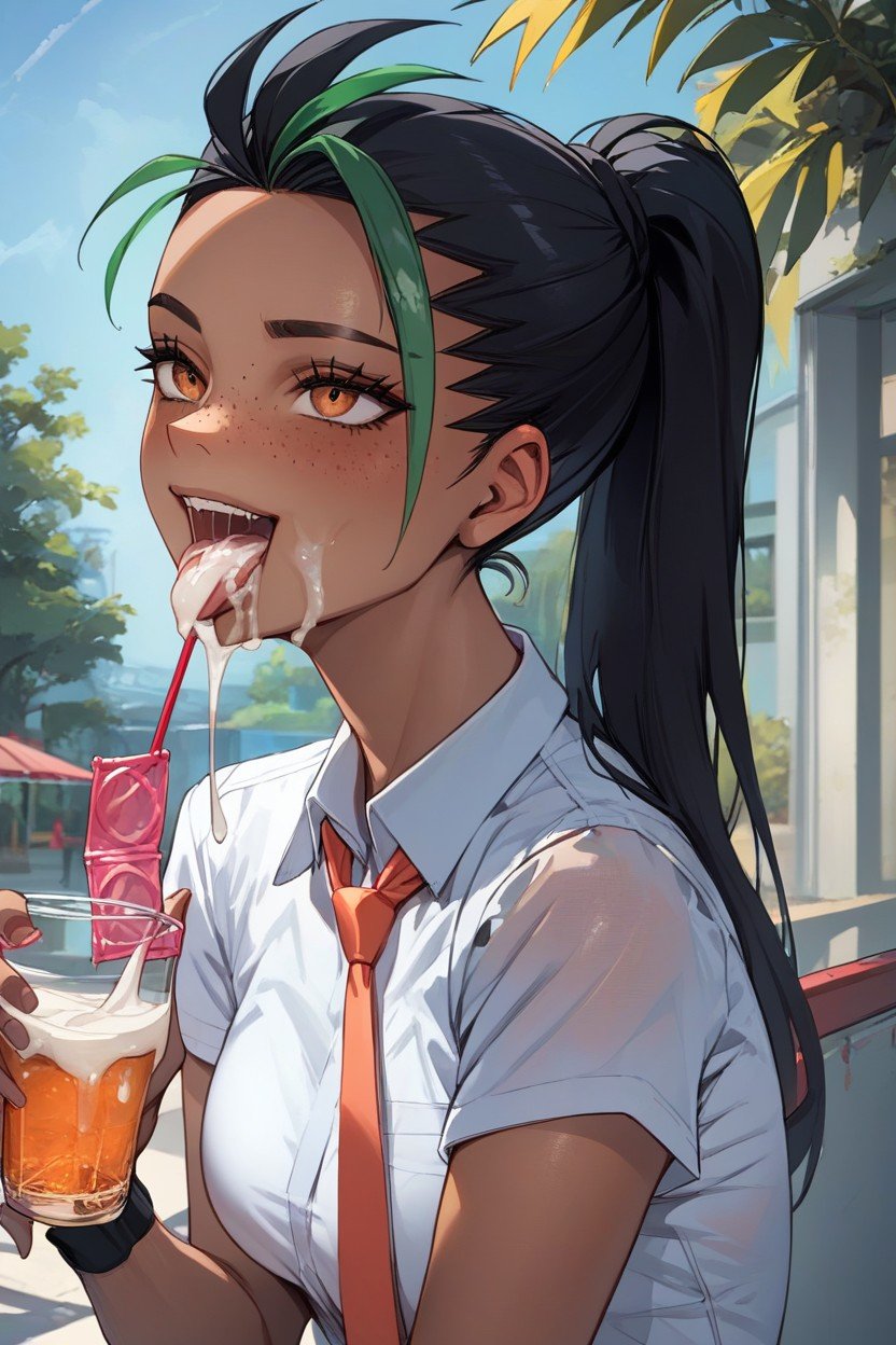 Nemona, Cum Out Of Mouth, Drink From Condom Asian AI Porn