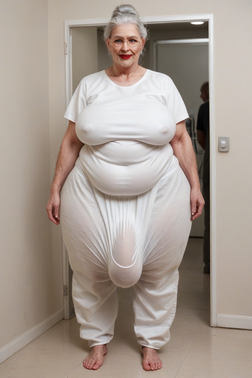 Full Body, 1 Person, White Hair Shemale AI Porn