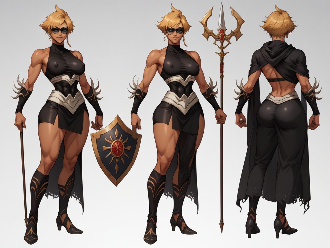Silver Lips, Fighter Class, Holding A Spear And Shield AI Porn