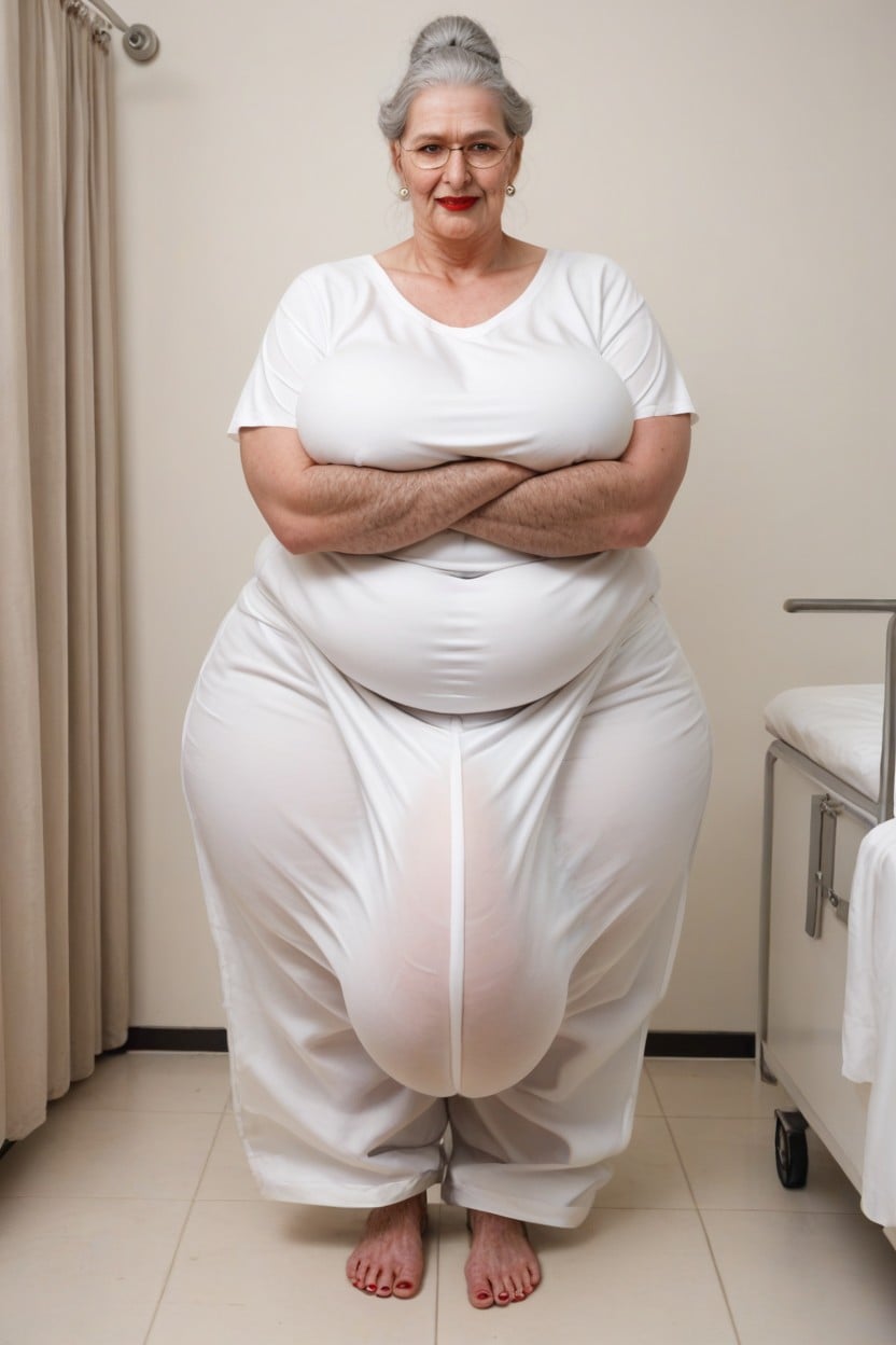 Fat, Long Bushy Hair Covering Thighs, Extremely Long Arm Hair Shemale AI Porn