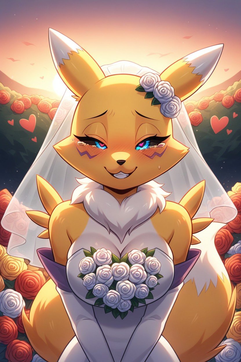 Corações De Amor, Casamento, Renamon Pornografia peluda com IA