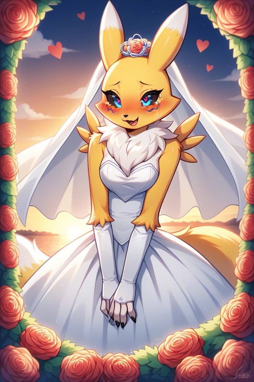 Wedding, Wedding Dress, Renamon Furry AI Porn