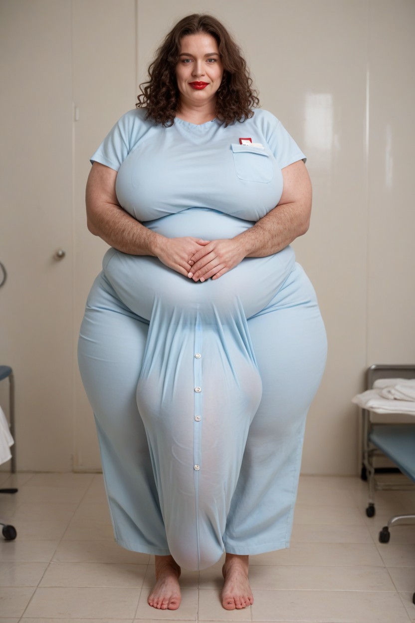 Skin On Legs Not Visible, Doctors Scrubs, Standing Next To Person Shemale AI Porn