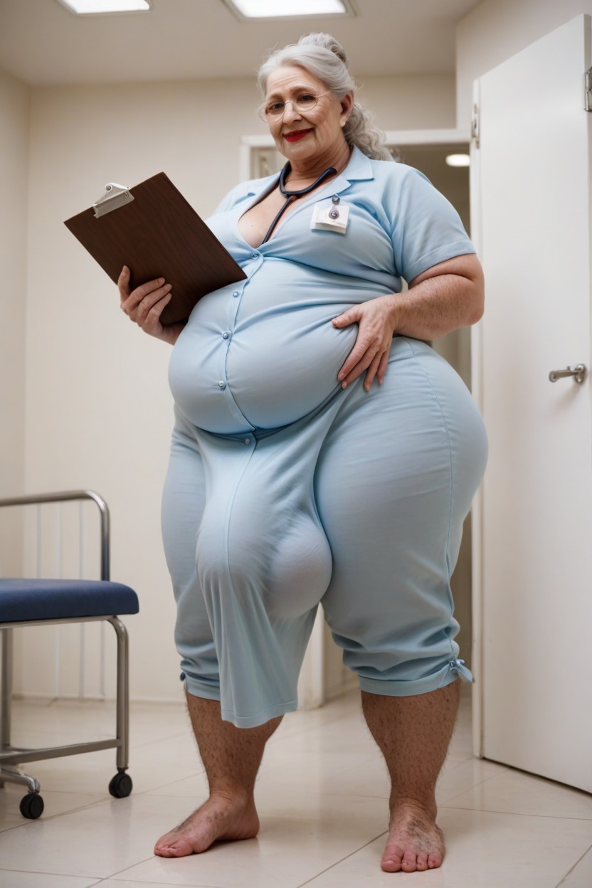 Hair Bun, Hairy Feet Like A Hobbit, Long Bushy Hair Covering Thighs Shemale AI Porn