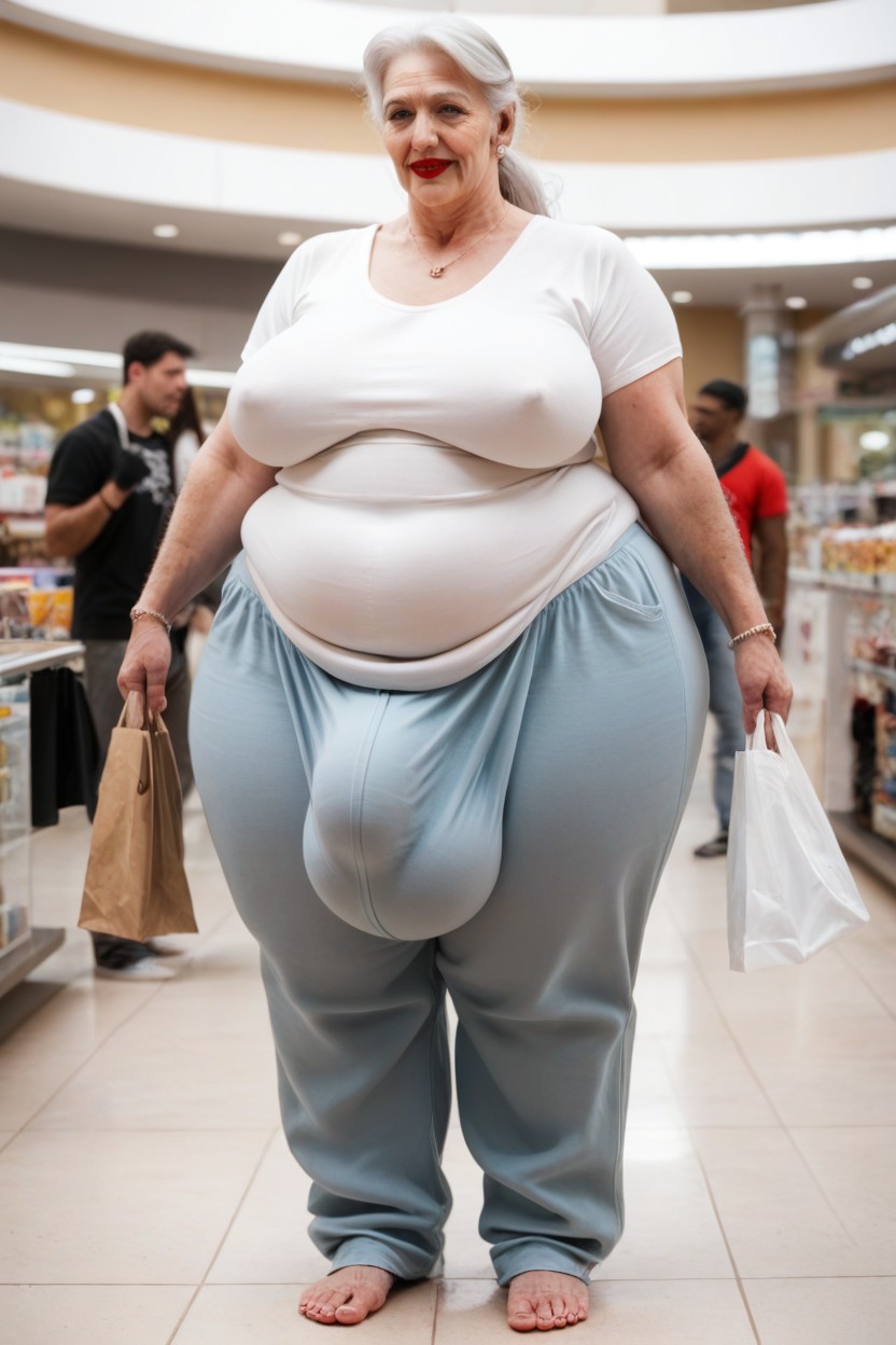 Ponytail, Mall, Pale Skin Shemale AI Porn