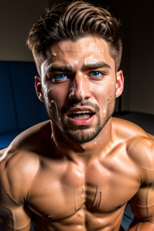 Musclé, Orgasme, Yeux BleusPorno IA Hentai