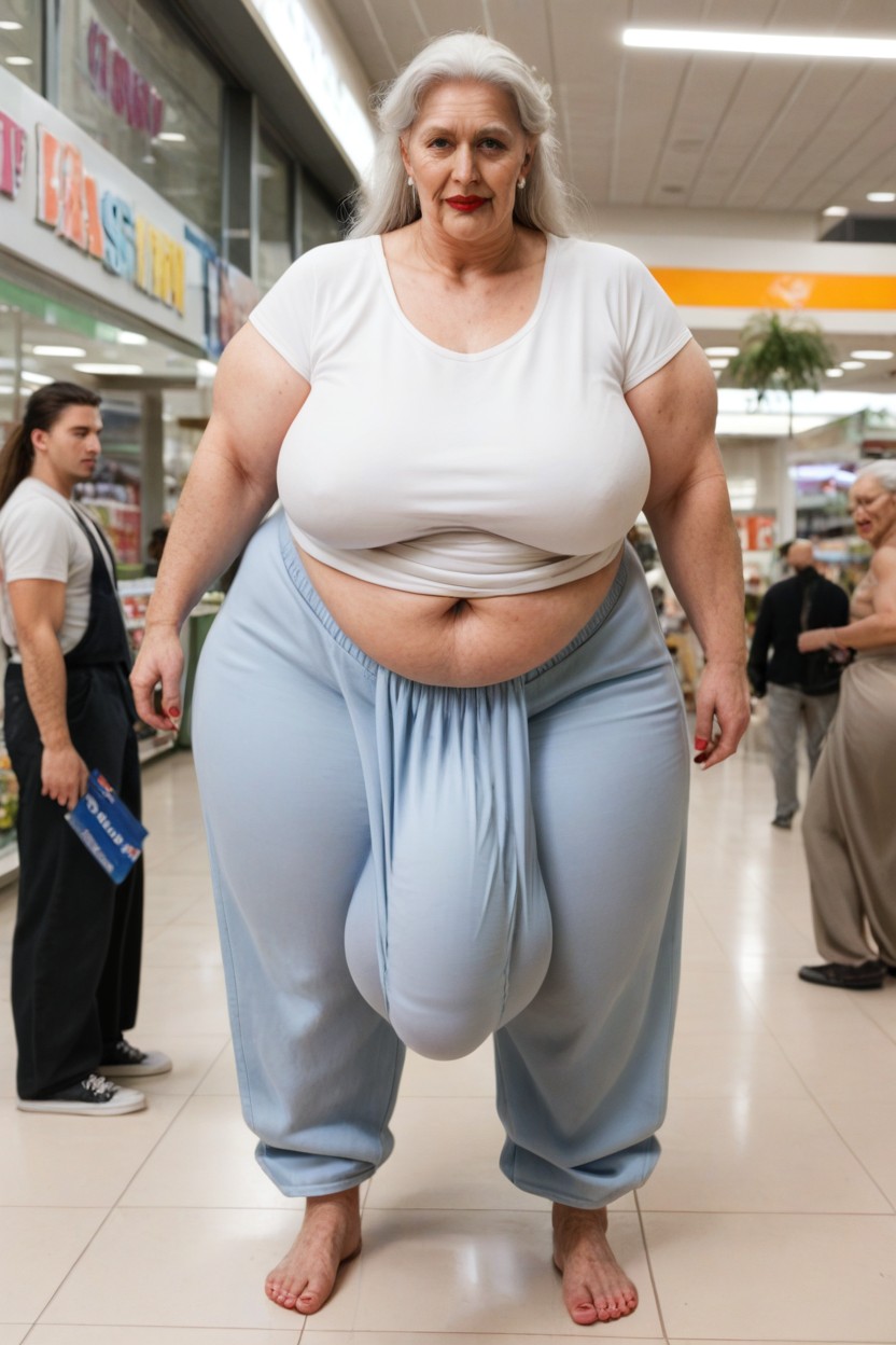 Long Bushy Hair Covering Thighs, Big Belly, Curly Shemale AI Porn