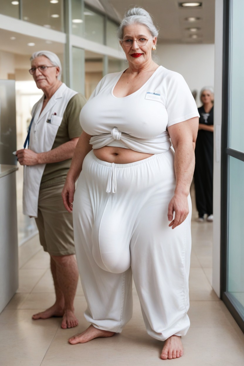 Standing Next To Person, Pale Skin, Standing In Hospital Shemale AI Porn